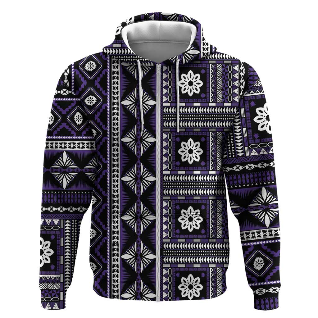 Fiji Masi Tapa Pattern Purple Hoodie - Polynesian Pride