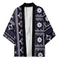 Fiji Masi Tapa Pattern Purple Kimono - Polynesian Pride