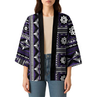 Fiji Masi Tapa Pattern Purple Kimono - Polynesian Pride