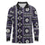 Fiji Masi Tapa Pattern Purple Long Sleeve Polo Shirt - Polynesian Pride