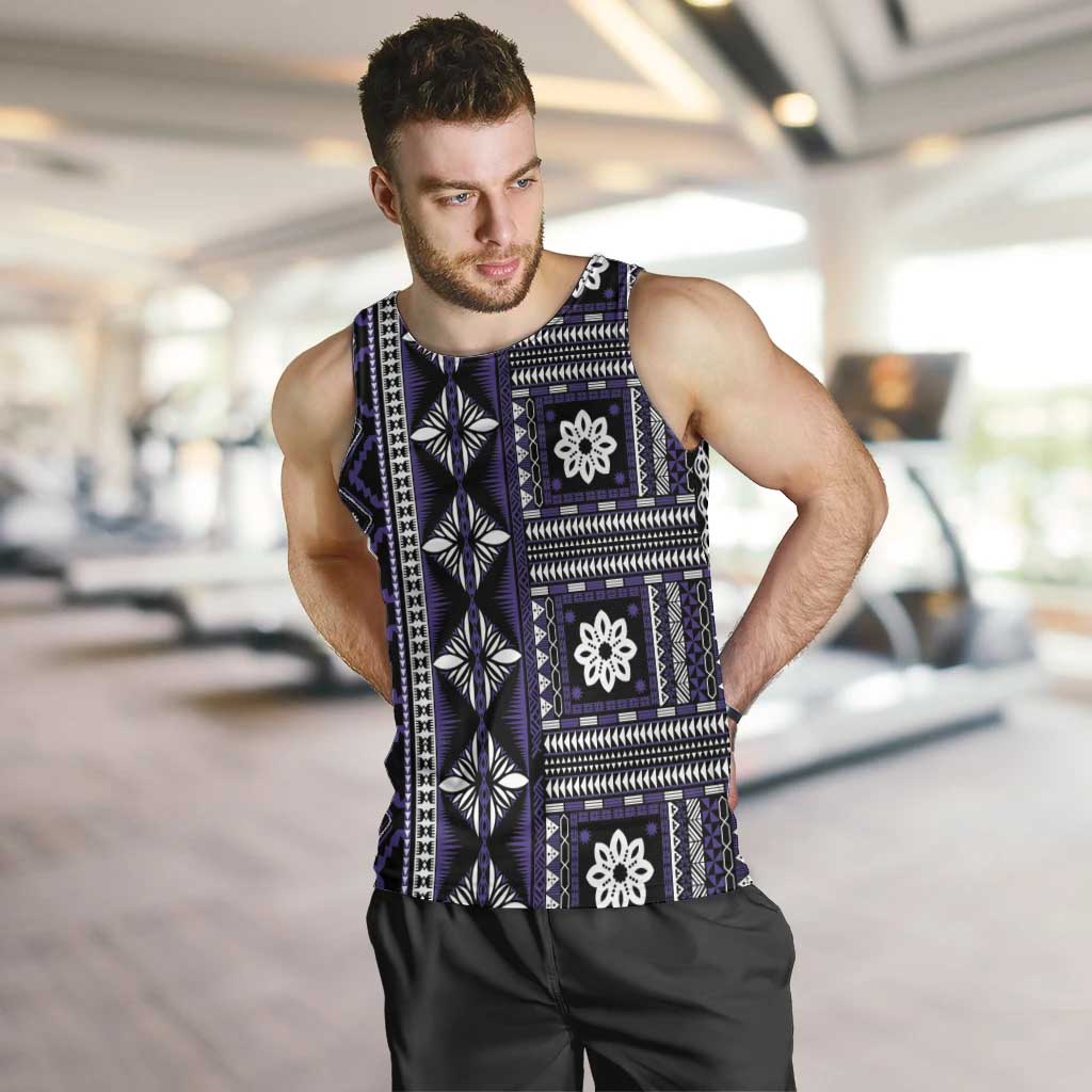 Fiji Masi Tapa Pattern Purple Men Tank Top - Polynesian Pride