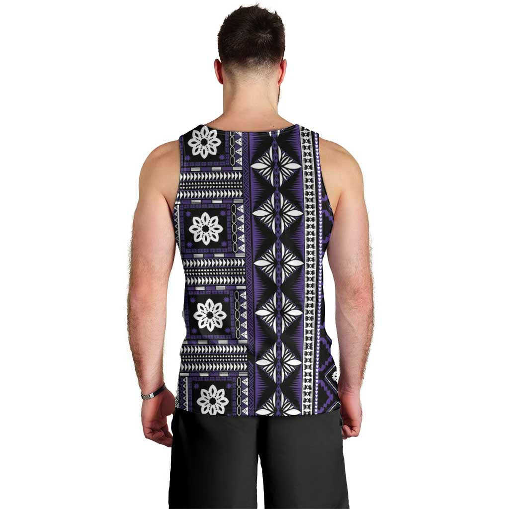 Fiji Masi Tapa Pattern Purple Men Tank Top - Polynesian Pride