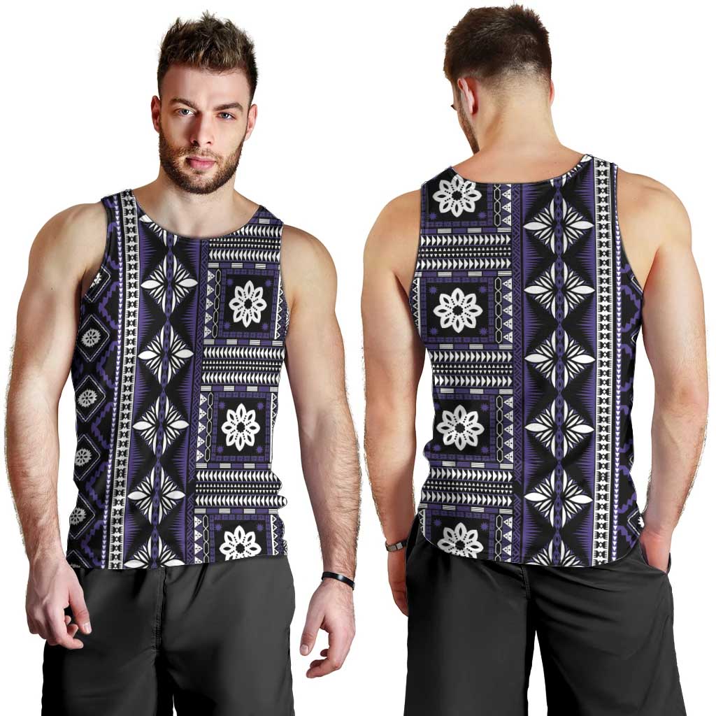 Fiji Masi Tapa Pattern Purple Men Tank Top - Polynesian Pride