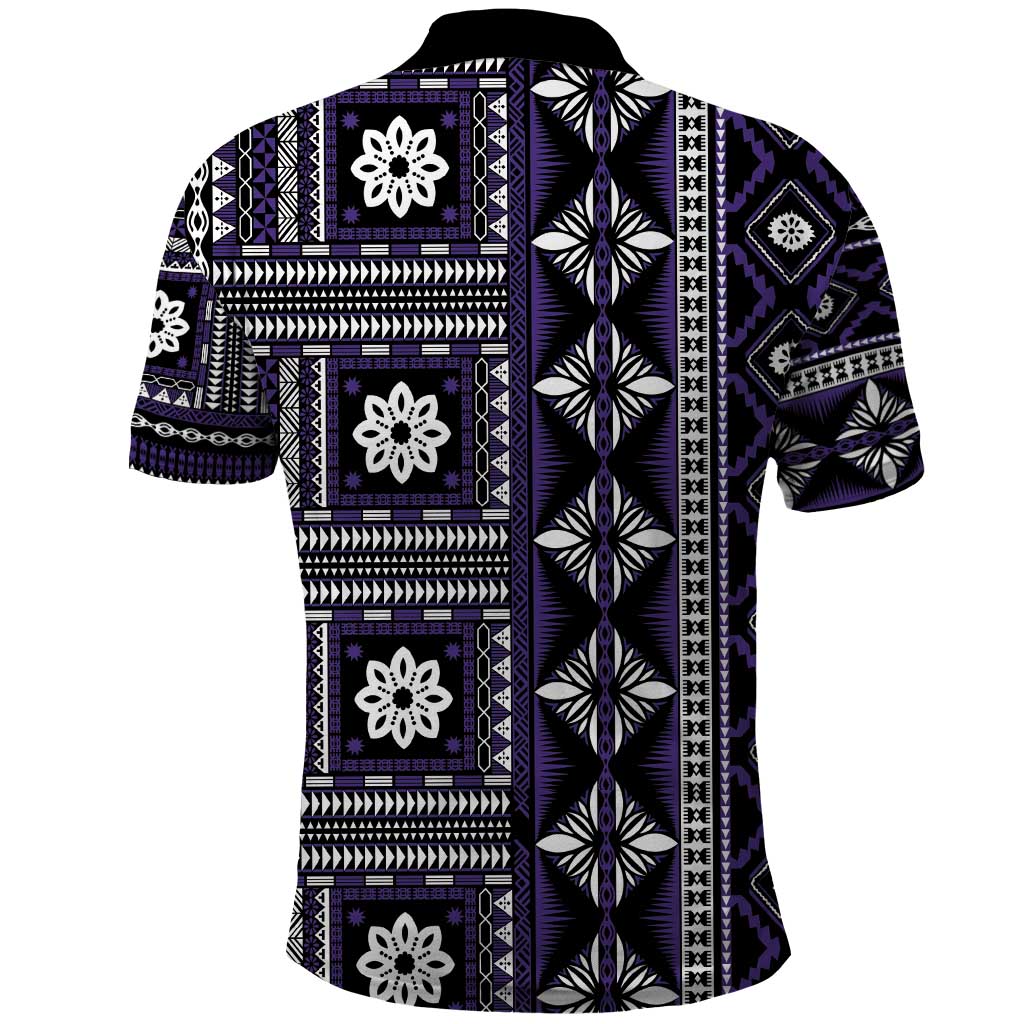 Fiji Masi Tapa Pattern Purple Polo Shirt - Polynesian Pride