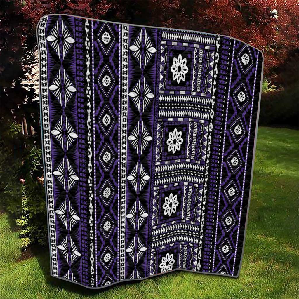 Fiji Masi Tapa Pattern Purple Quilt - Polynesian Pride