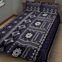 Fiji Masi Tapa Pattern Purple Quilt Bed Set - Polynesian Pride