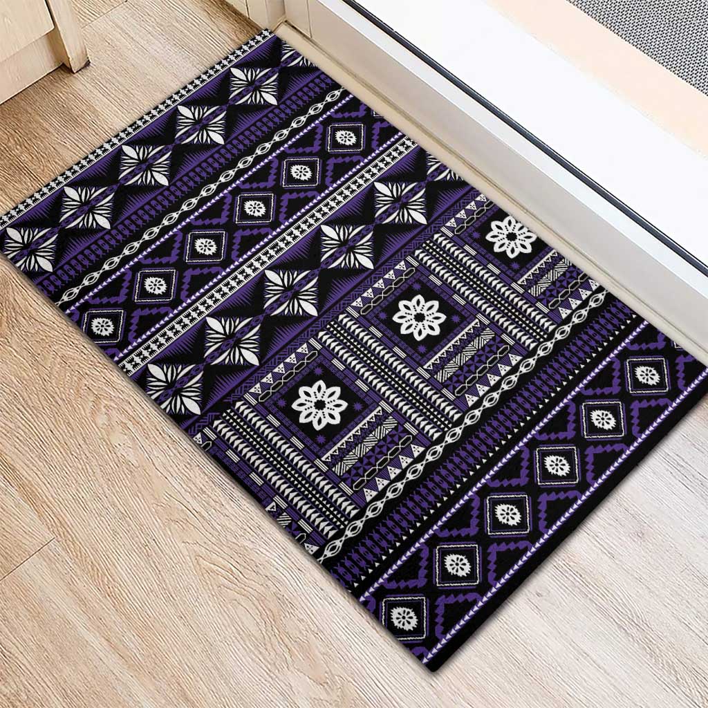 Fiji Masi Tapa Pattern Purple Rubber Doormat - Polynesian Pride