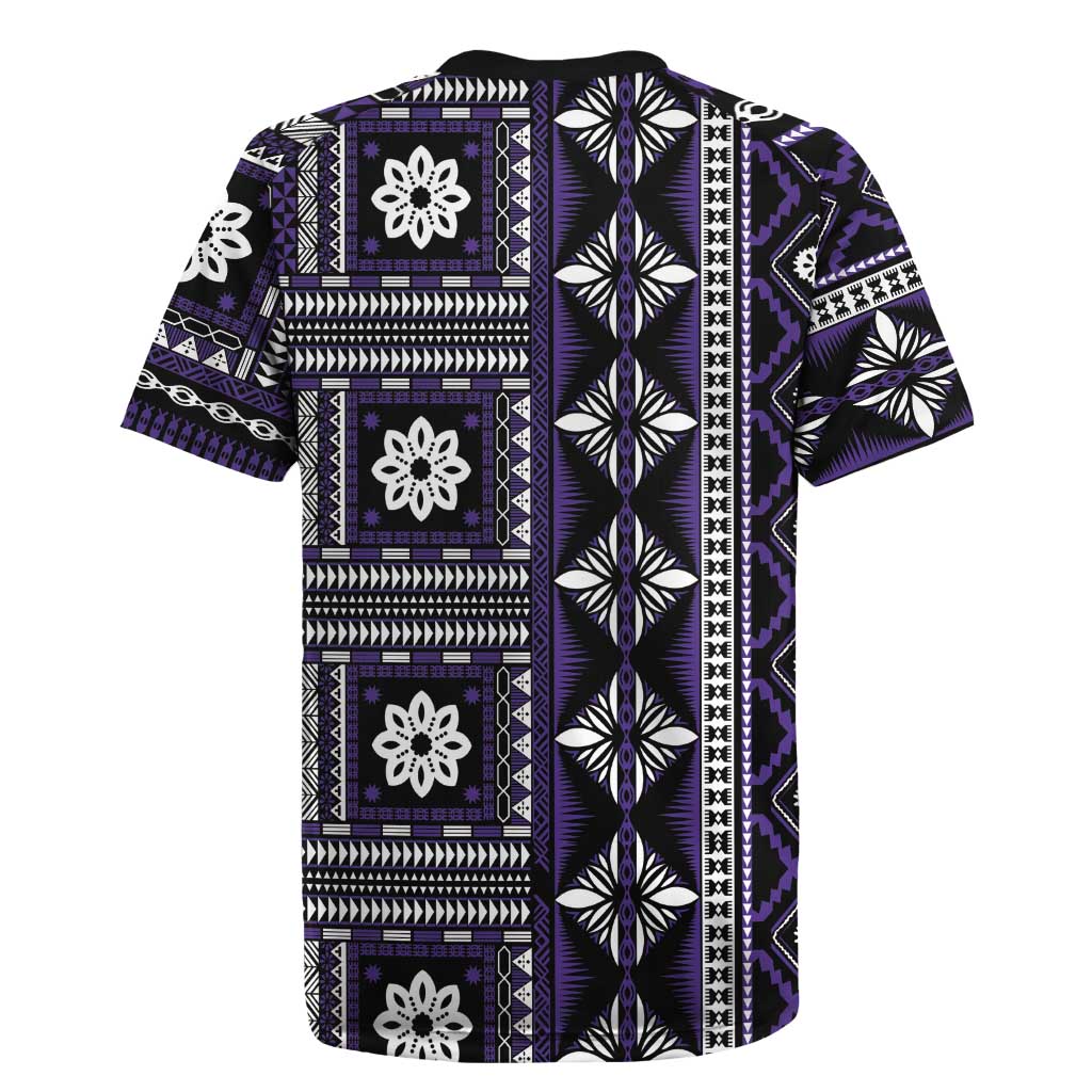 Fiji Masi Tapa Pattern Purple Rugby Jersey - Polynesian Pride