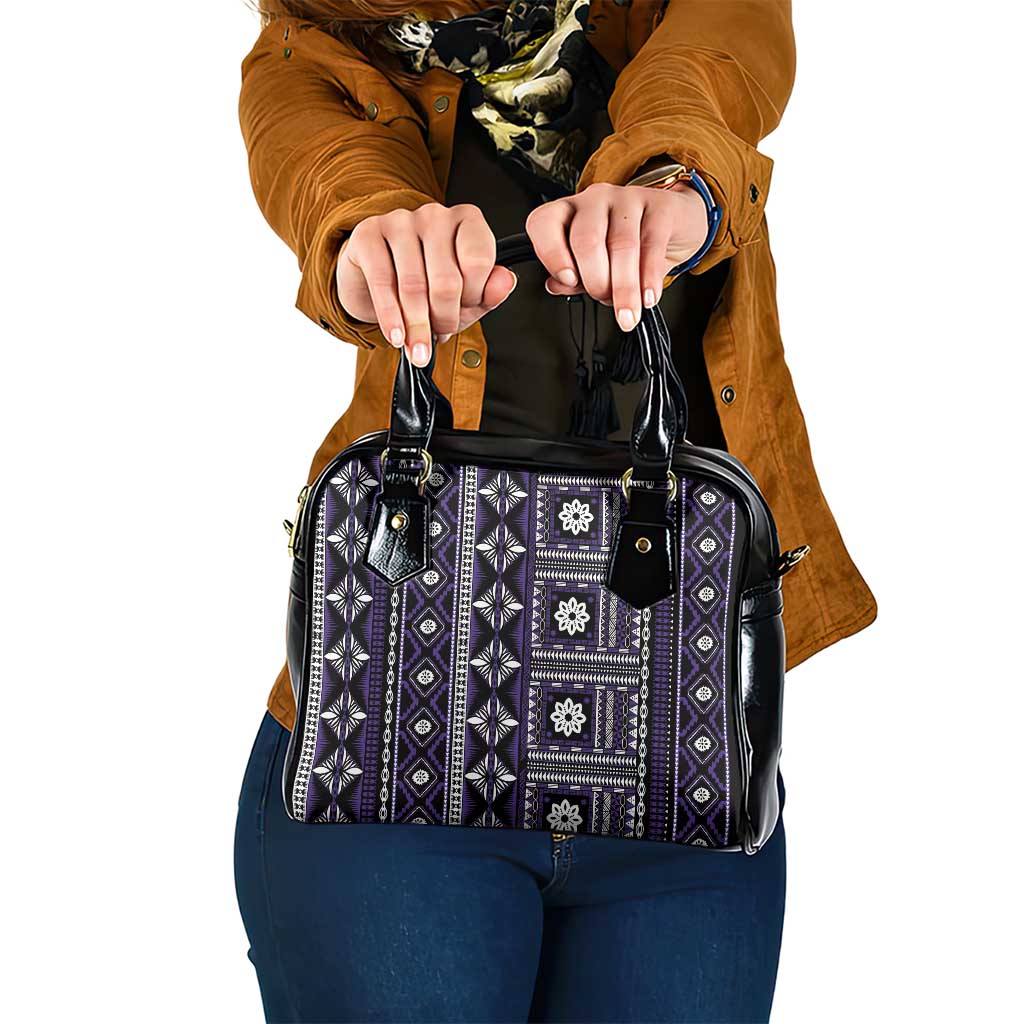 Fiji Masi Tapa Pattern Purple Shoulder Handbag - Polynesian Pride
