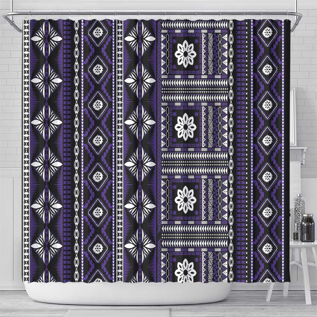 Fiji Masi Tapa Pattern Purple Shower Curtain LT01 - Polynesian Pride