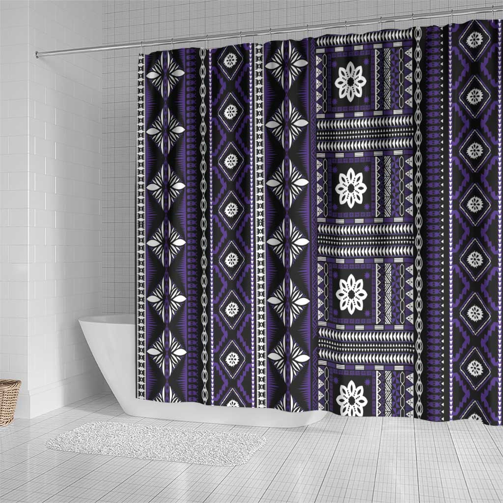 Fiji Masi Tapa Pattern Purple Shower Curtain LT01 - Polynesian Pride