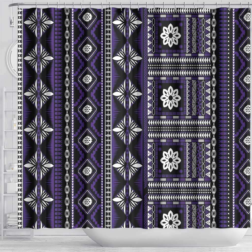 Fiji Masi Tapa Pattern Purple Shower Curtain LT01 - Polynesian Pride