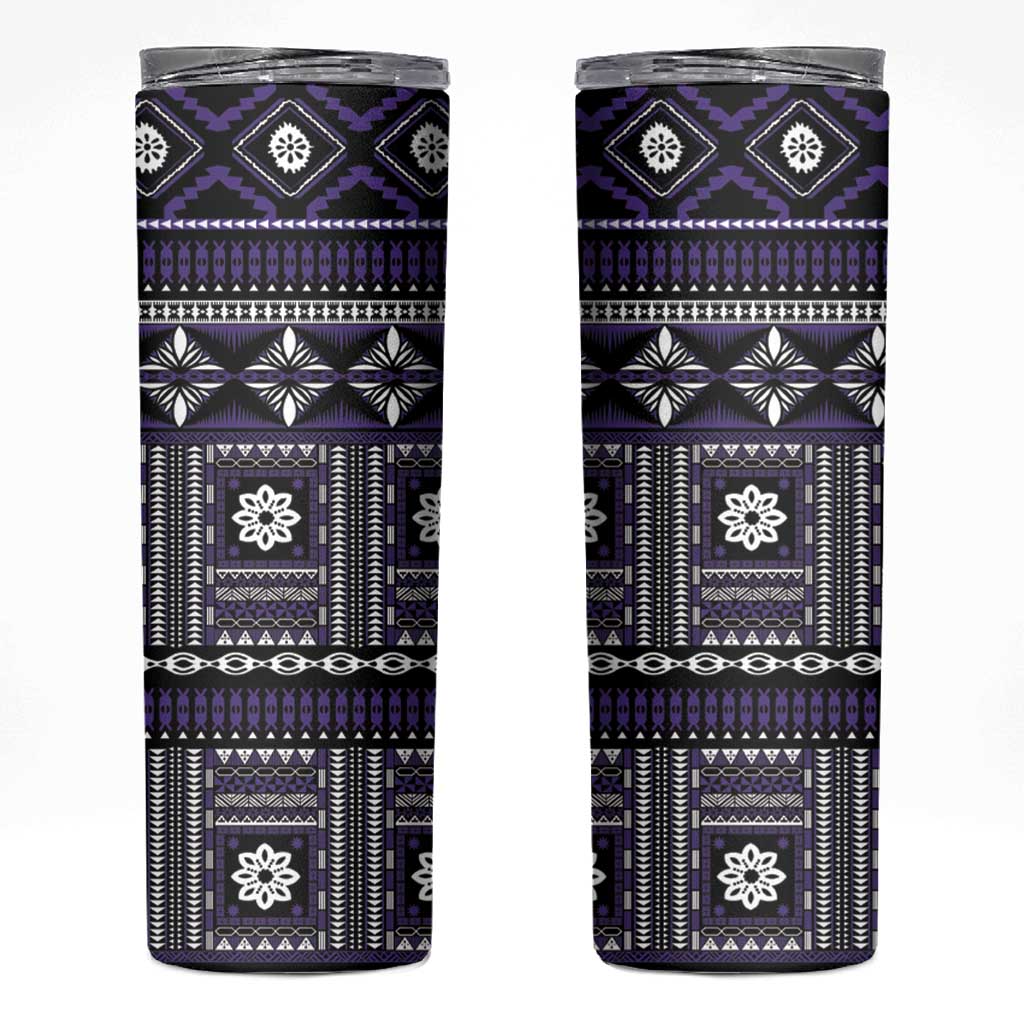 Fiji Masi Tapa Pattern Purple Skinny Tumbler - Polynesian Pride