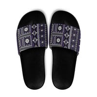 Fiji Masi Tapa Pattern Purple Slide Sandals - Polynesian Pride