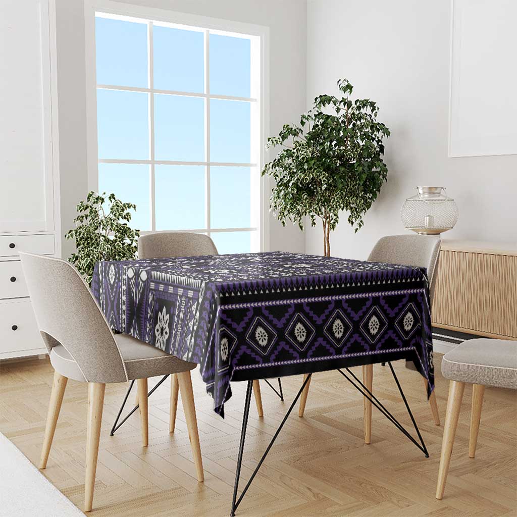 Fiji Masi Tapa Pattern Purple Tablecloth - Polynesian Pride