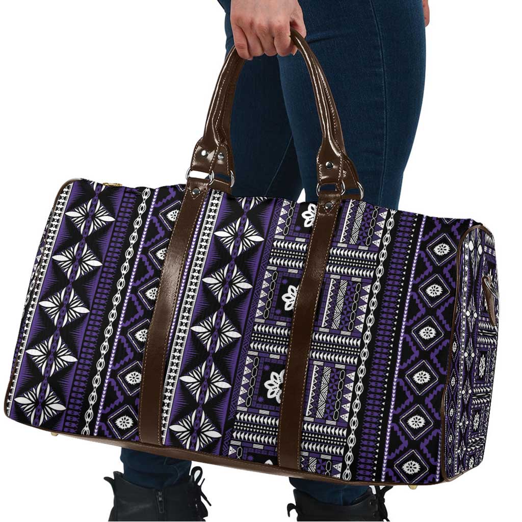 Fiji Masi Tapa Pattern Purple Travel Bag - Polynesian Pride