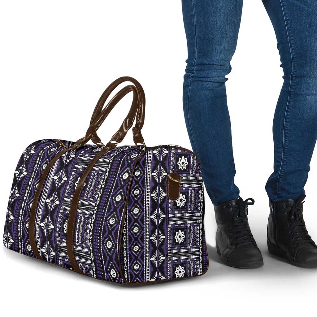 Fiji Masi Tapa Pattern Purple Travel Bag - Polynesian Pride