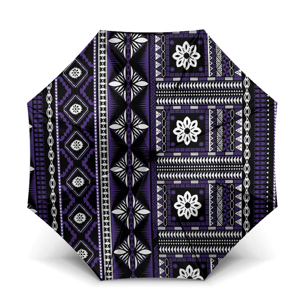 Fiji Masi Tapa Pattern Purple Umbrella - Polynesian Pride