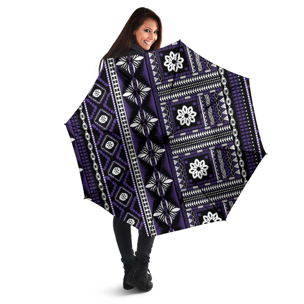 Fiji Masi Tapa Pattern Purple Umbrella - Polynesian Pride