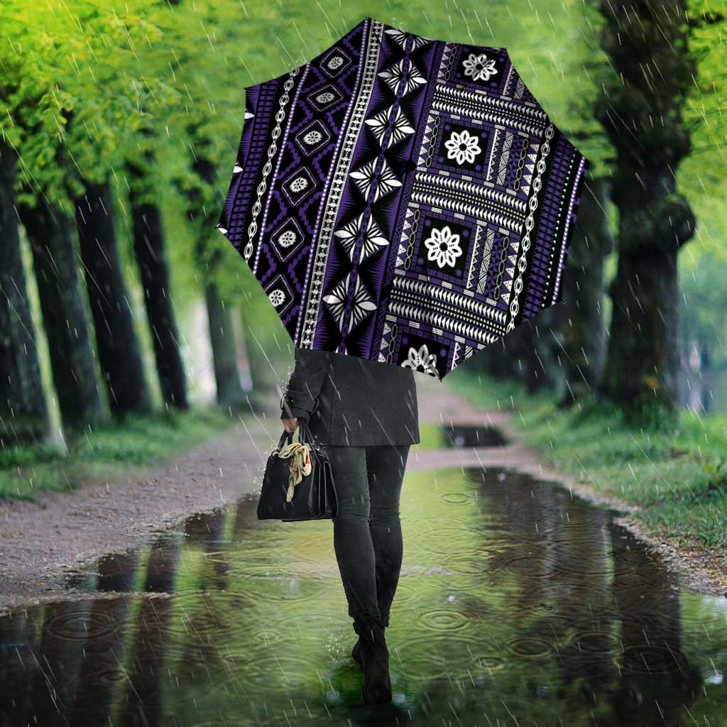 Fiji Masi Tapa Pattern Purple Umbrella - Polynesian Pride