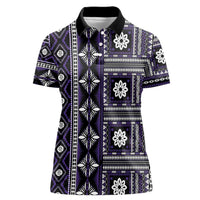 Fiji Masi Tapa Pattern Purple Women Polo Shirt - Polynesian Pride