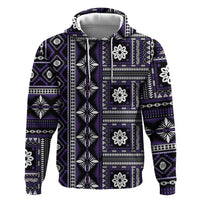 Fiji Masi Tapa Pattern Purple Zip Hoodie - Polynesian Pride