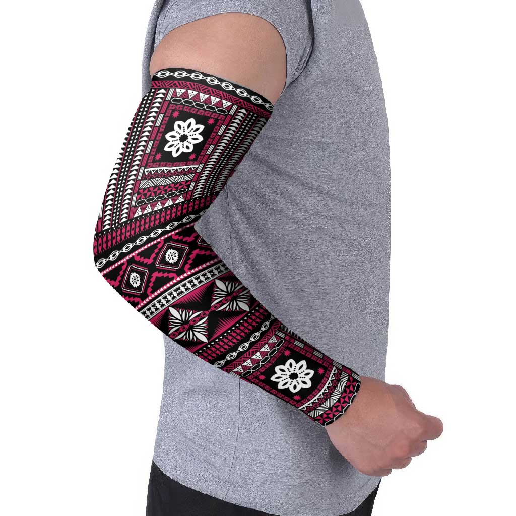 Fiji Masi Tapa Pattern Pink Arm Sleeves - Polynesian Pride
