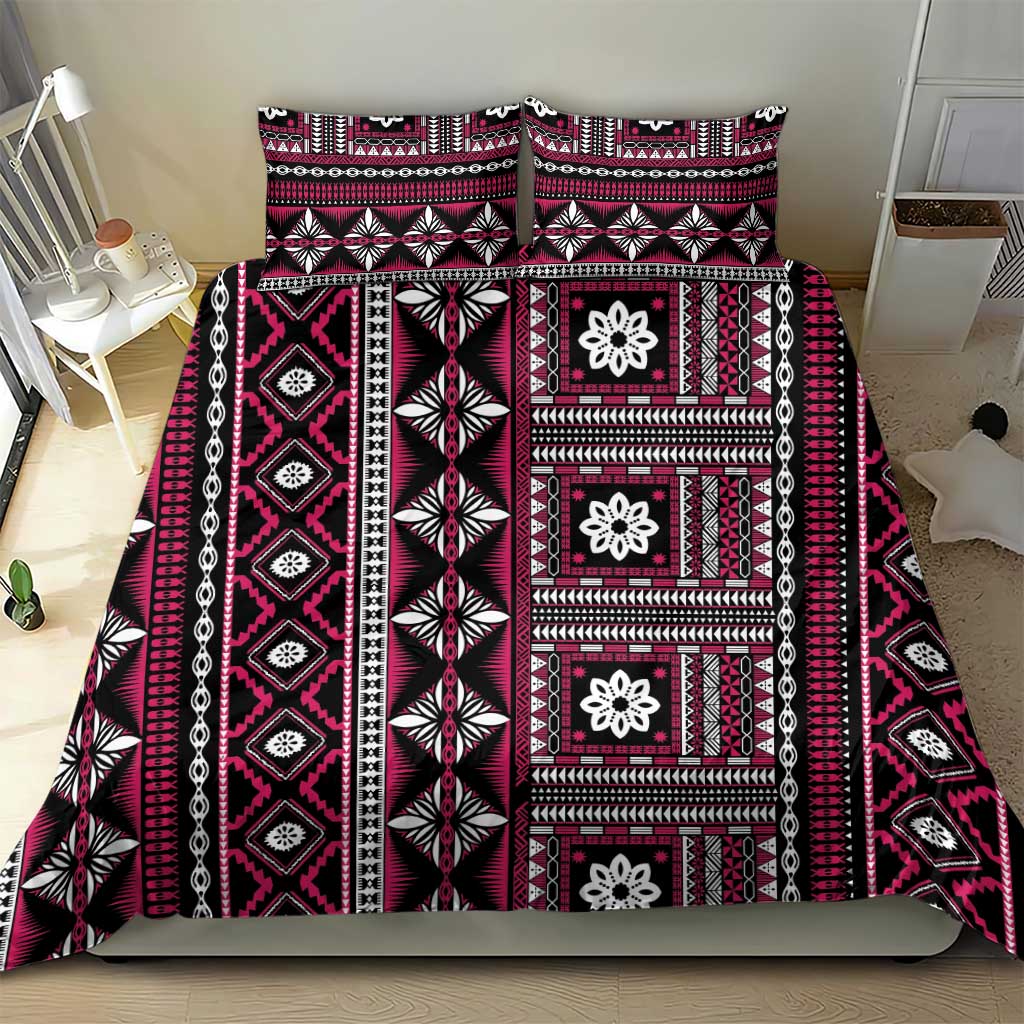 Fiji Masi Tapa Pattern Pink Bedding Set - Polynesian Pride