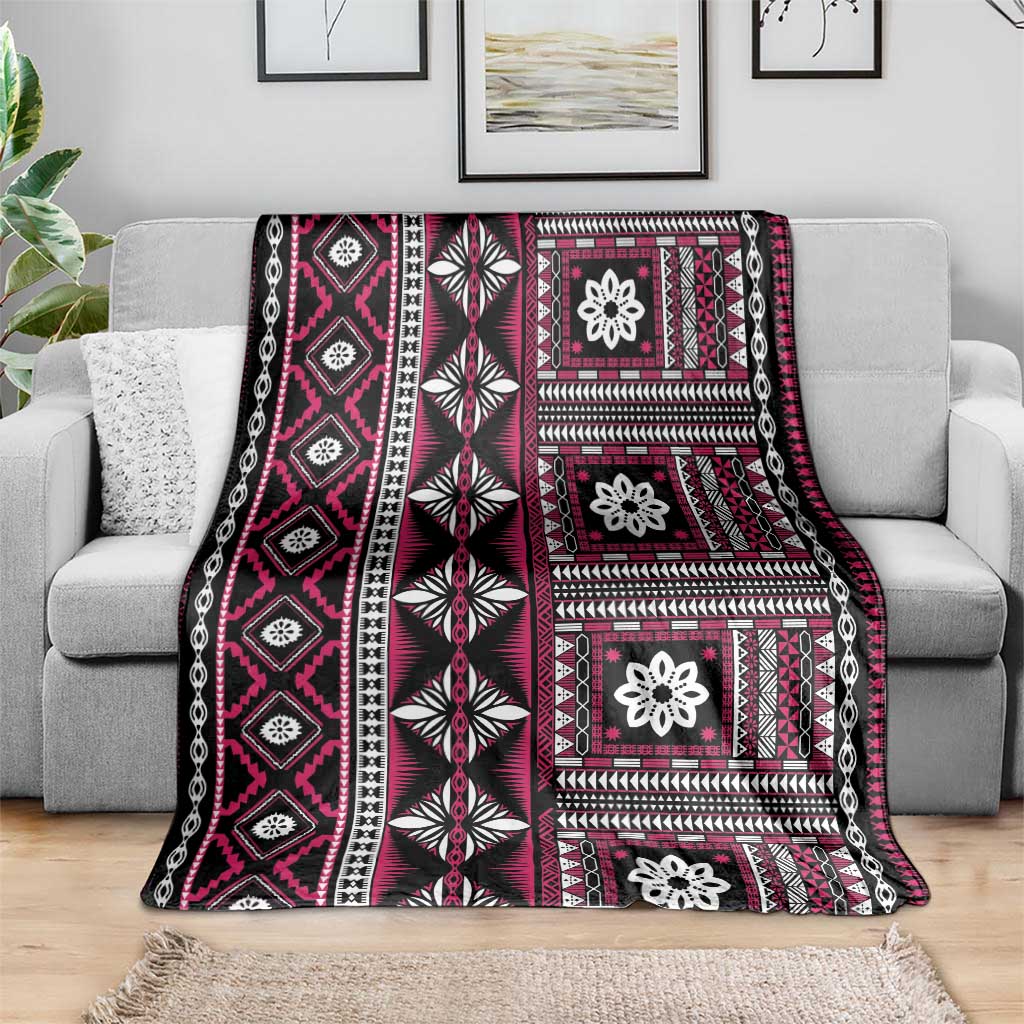 Fiji Masi Tapa Pattern Pink Blanket - Polynesian Pride