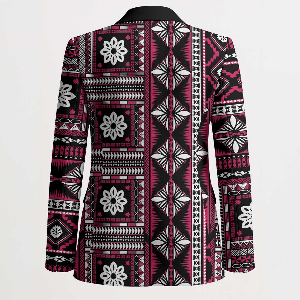 Fiji Masi Tapa Pattern Pink Blazer - Polynesian Pride