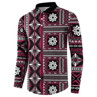 Fiji Masi Tapa Pattern Pink Button Sweatshirt - Polynesian Pride