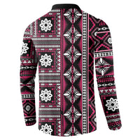 Fiji Masi Tapa Pattern Pink Button Sweatshirt - Polynesian Pride