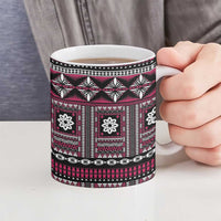 Fiji Masi Tapa Pattern Pink Ceramic Mug - Polynesian Pride