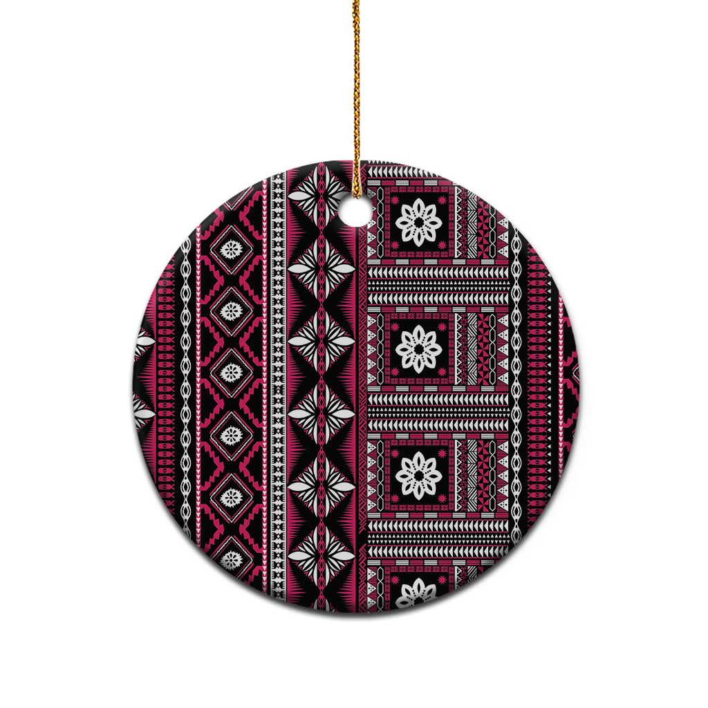 Fiji Masi Tapa Pattern Pink Ceramic Ornament - Polynesian Pride