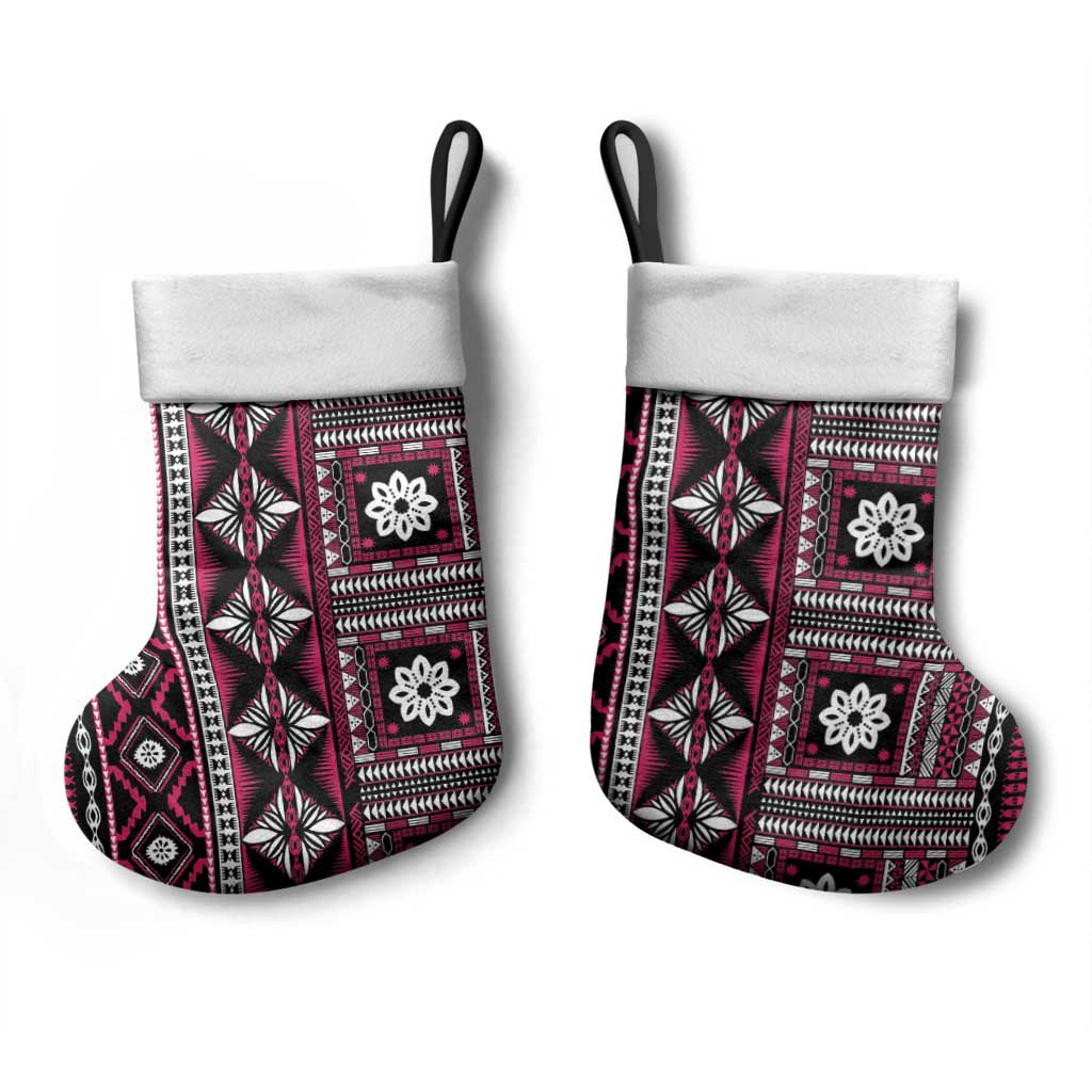 Fiji Masi Tapa Pattern Pink Christmas Stocking - Polynesian Pride