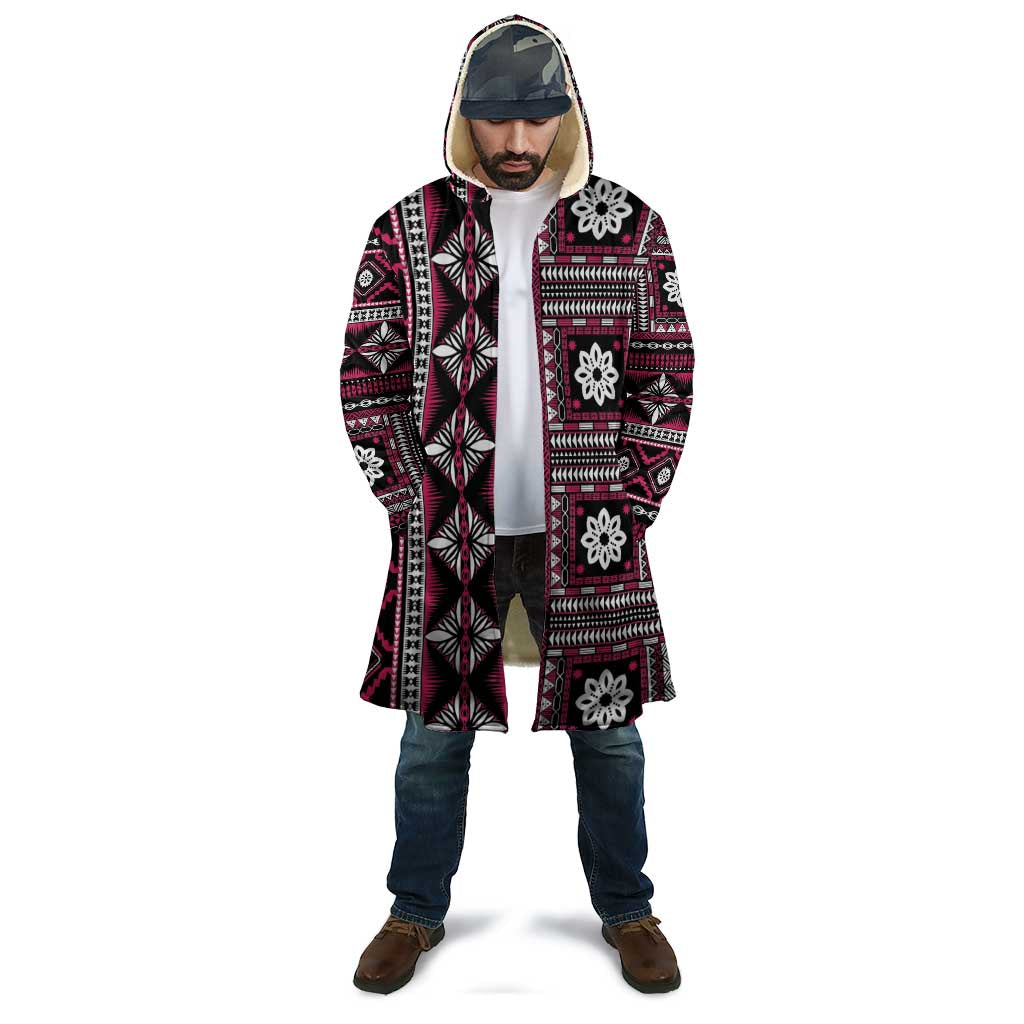 Fiji Masi Tapa Pattern Pink Cloak - Polynesian Pride