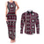 Fiji Masi Tapa Pattern Pink Couples Matching Tank Maxi Dress and Long Sleeve Button Shirt - Polynesian Pride