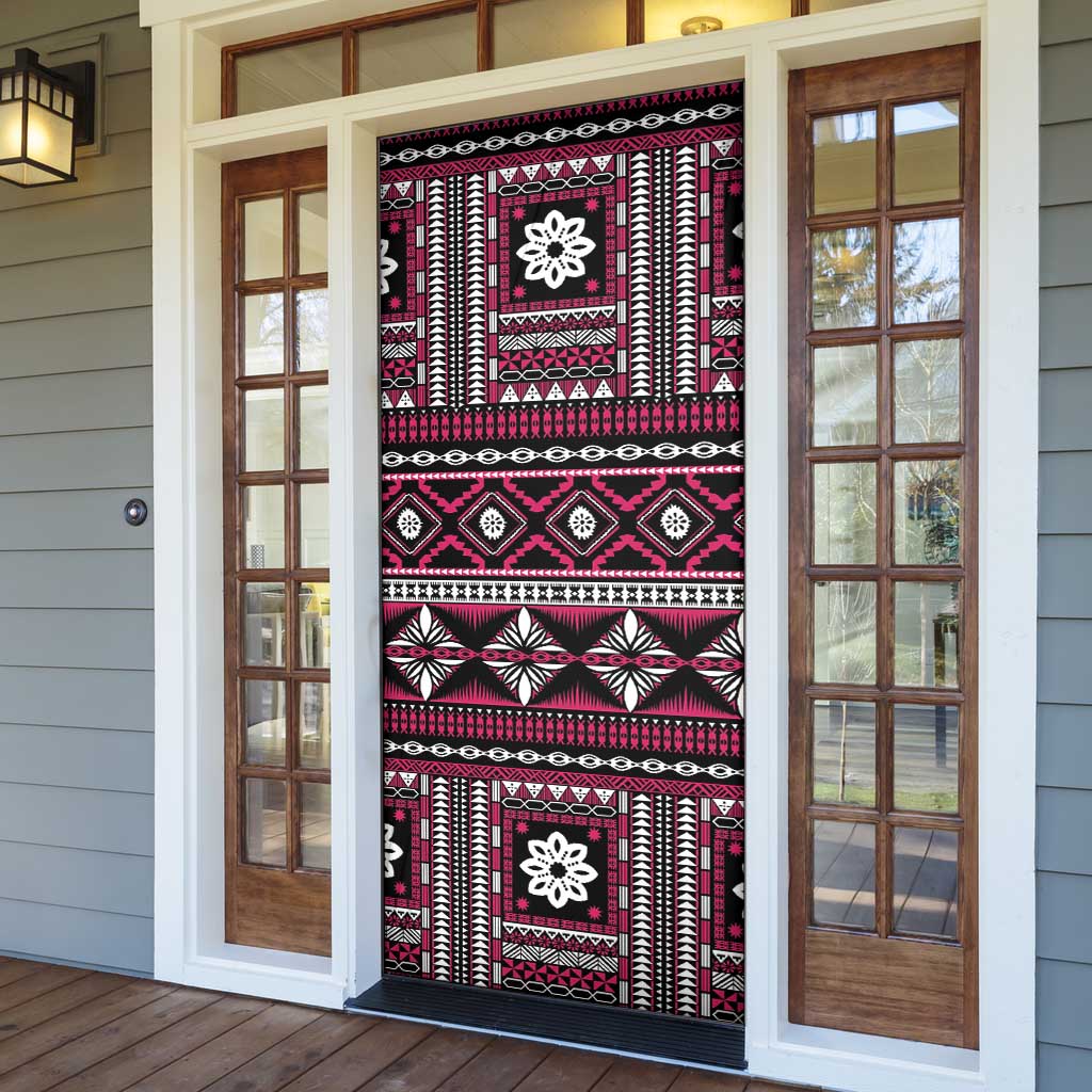 Fiji Masi Tapa Pattern Pink Door Cover - Polynesian Pride