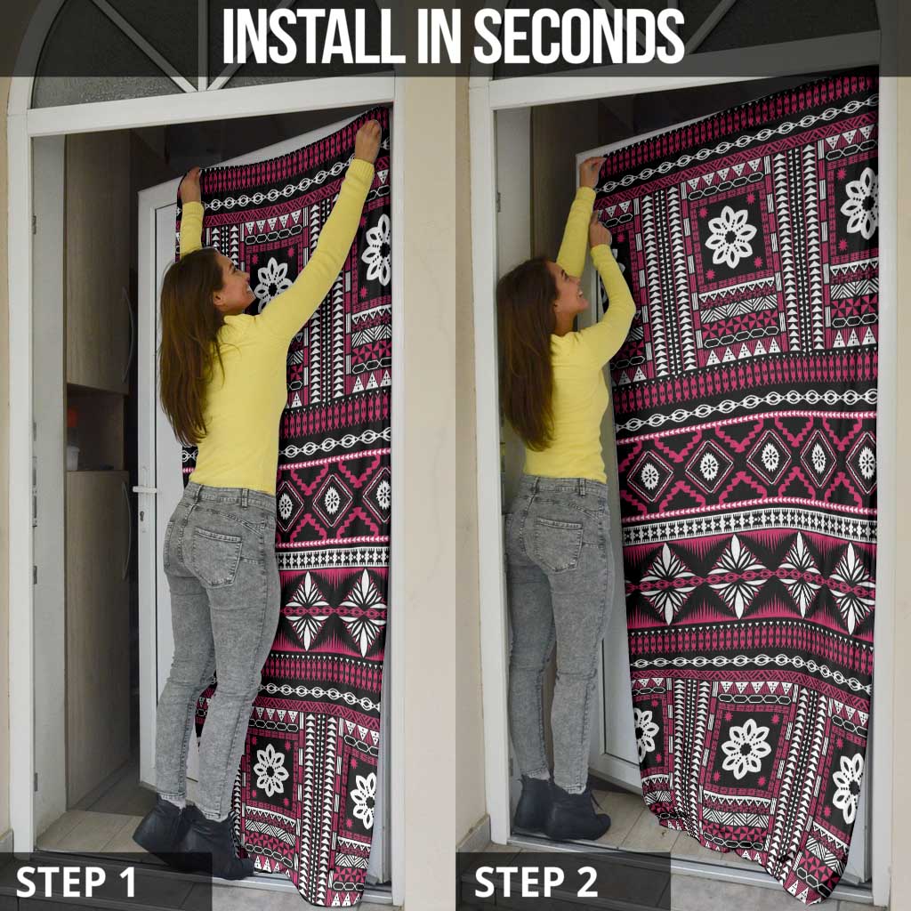 Fiji Masi Tapa Pattern Pink Door Cover - Polynesian Pride