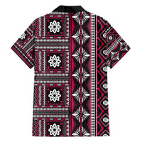 Fiji Masi Tapa Pattern Pink Family Matching Off Shoulder Maxi Dress and Hawaiian Shirt - Polynesian Pride