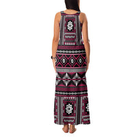 Fiji Masi Tapa Pattern Pink Family Matching Tank Maxi Dress and Hawaiian Shirt - Polynesian Pride
