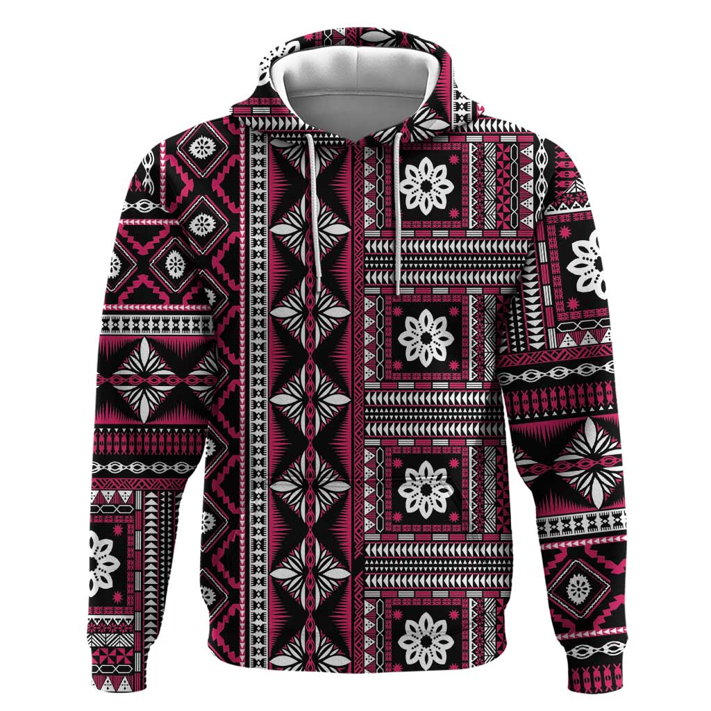 Fiji Masi Tapa Pattern Pink Hoodie - Polynesian Pride