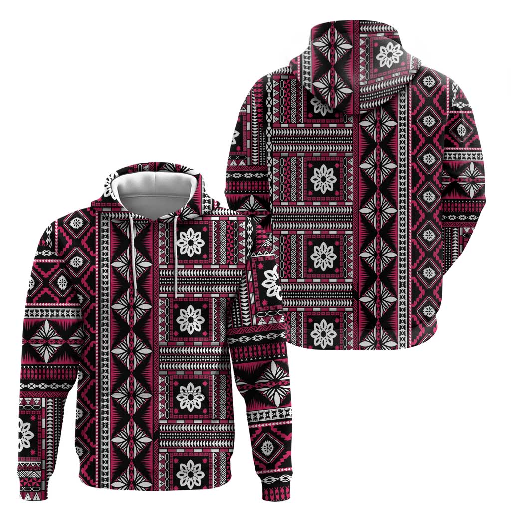 Fiji Masi Tapa Pattern Pink Hoodie - Polynesian Pride