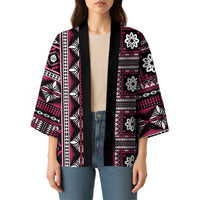 Fiji Masi Tapa Pattern Pink Kimono - Polynesian Pride