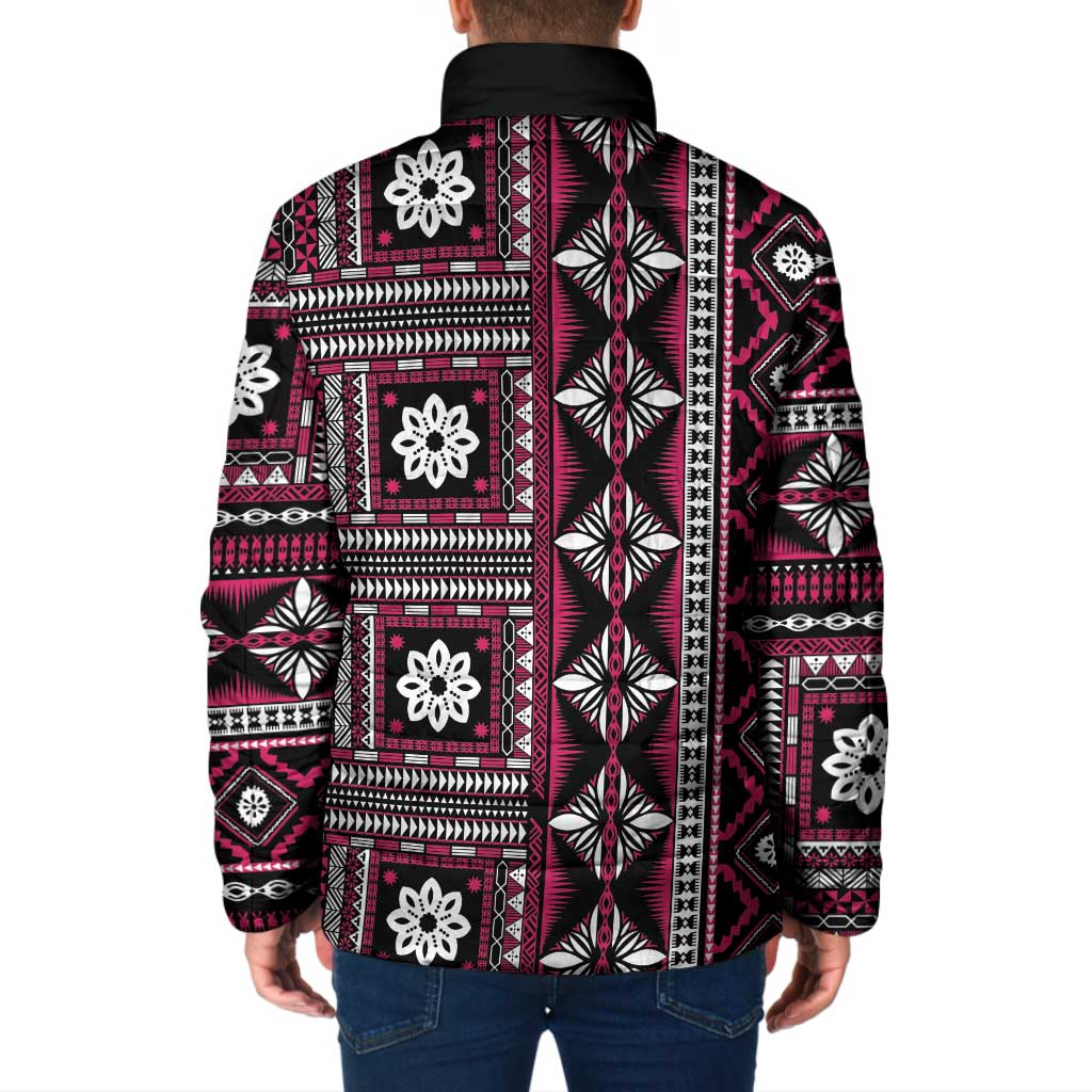 Fiji Masi Tapa Pattern Pink Padded Jacket - Polynesian Pride
