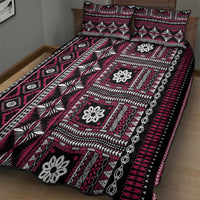 Fiji Masi Tapa Pattern Pink Quilt Bed Set - Polynesian Pride