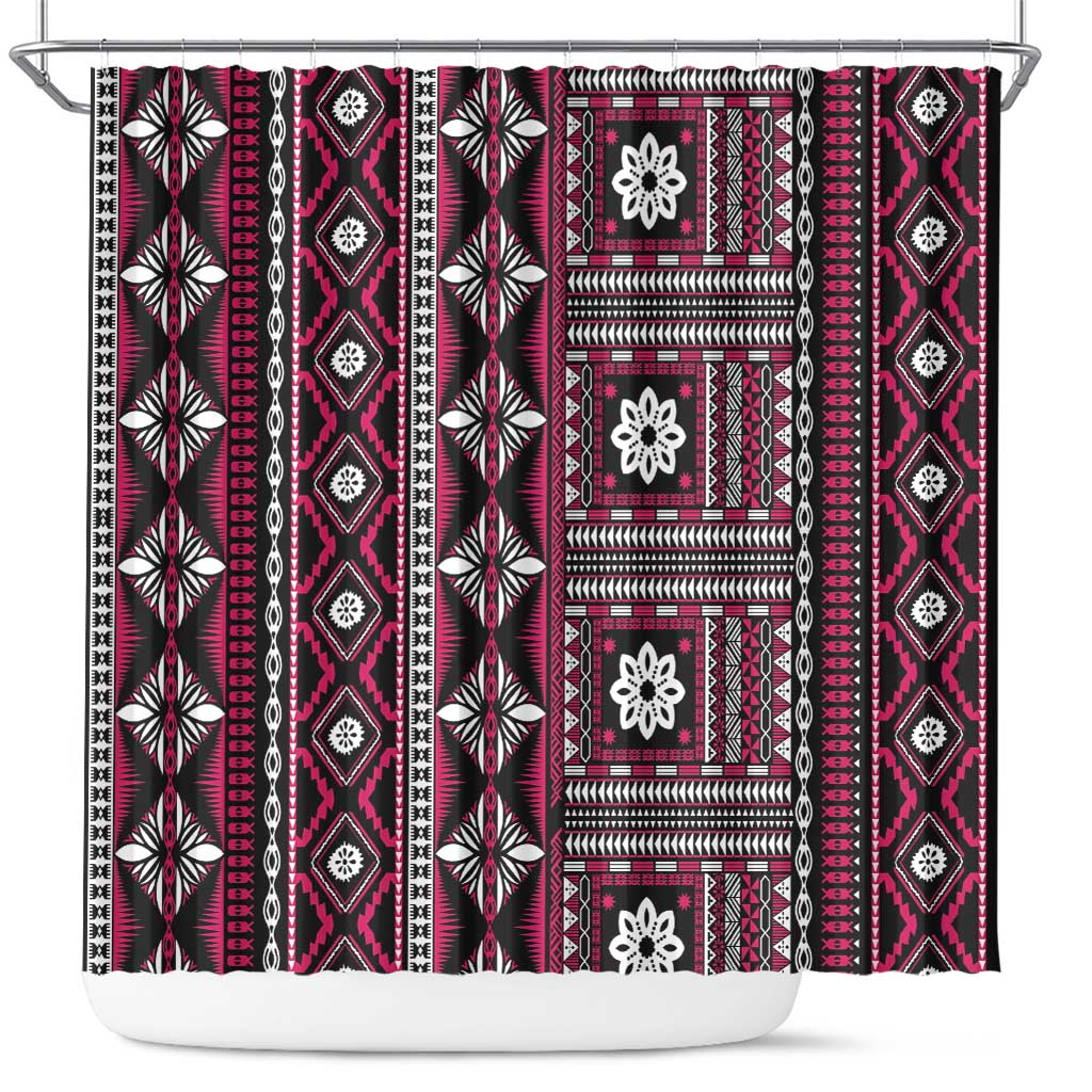 Fiji Masi Tapa Pattern Pink Shower Curtain - Polynesian Pride