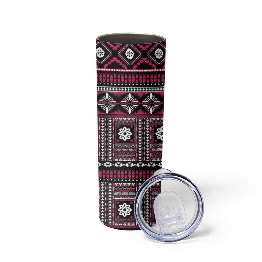 Fiji Masi Tapa Pattern Pink Skinny Tumbler - Polynesian Pride