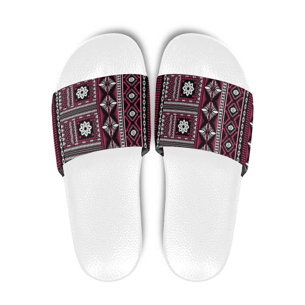 Fiji Masi Tapa Pattern Pink Slide Sandals - Polynesian Pride