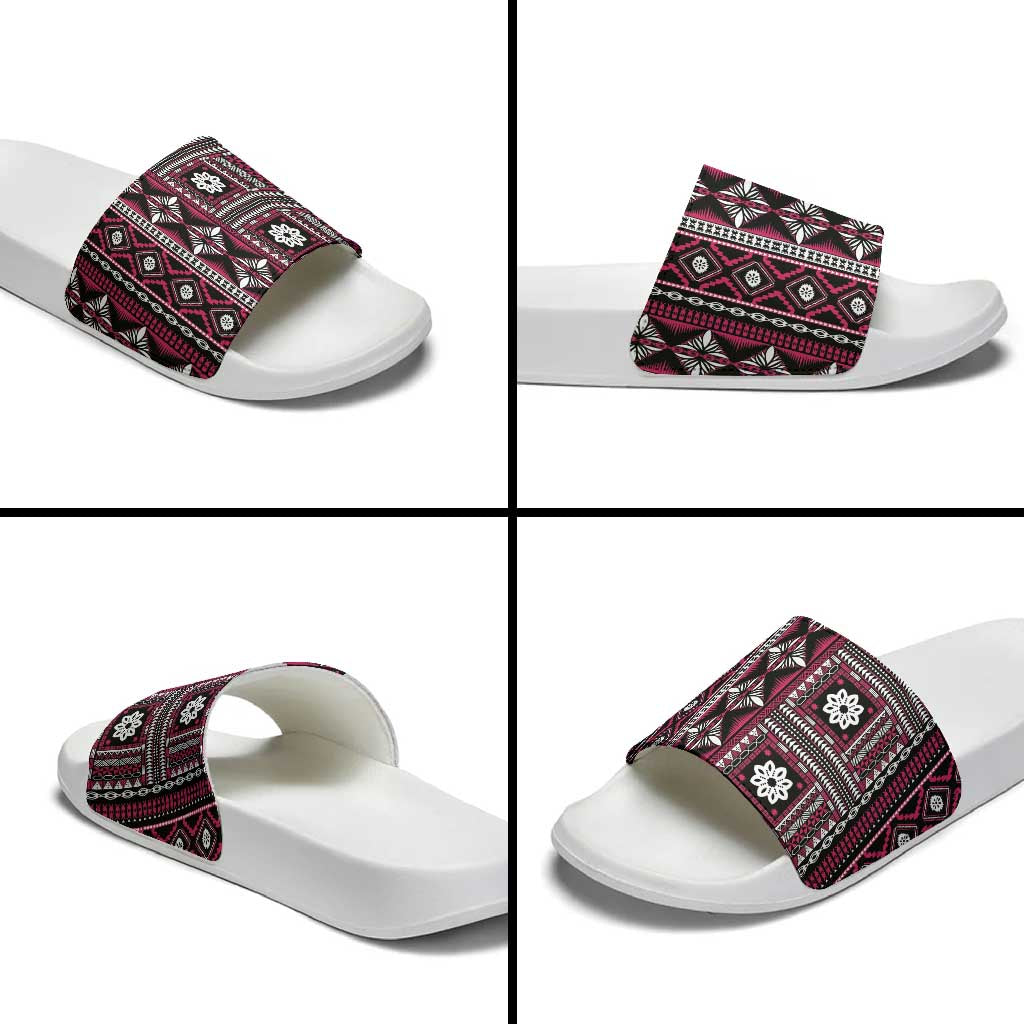 Fiji Masi Tapa Pattern Pink Slide Sandals - Polynesian Pride